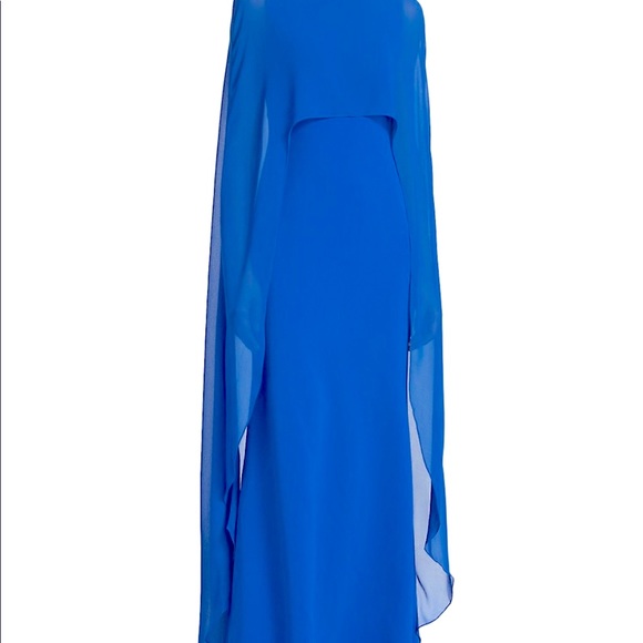 NWT BADGLEY MISCHKA GEORGETTE CAPE GOWN - Picture 13 of 16